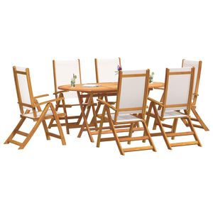 vidaXL Set Pranzo da Giardino 7pz Legno Massello di Acacia e Textilene