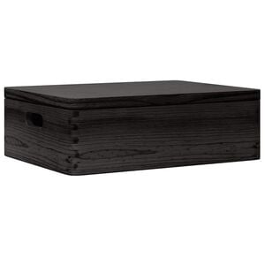 vidaXL Scatola in Legno Coperchio&Manici Nera 40x30x13cm Legno di Pino