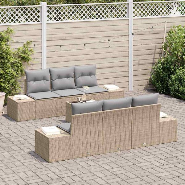 vidaXL Set Divano da Giardino 8 pcs Beige e grigio polyrattan