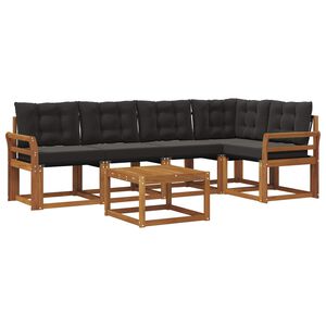 vidaXL Set di divani da esterno 6 pz Naturale e Nero