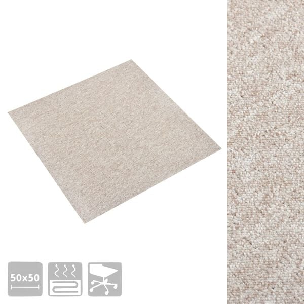 vidaXL Quadrotte di Moquette 20 pz 5 m&sup2; 50x50 cm Beige Chiaro