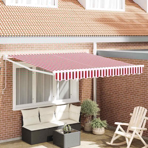 vidaXL Tenda Retrattile Rigato Rosso e Bianco 300 x 250 cm