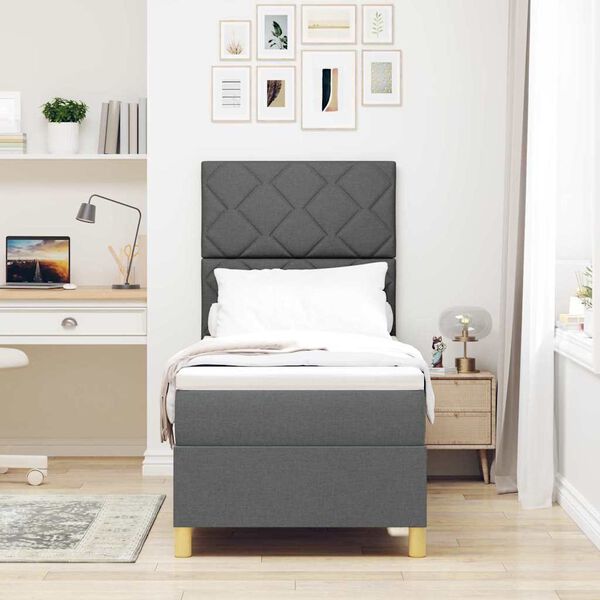 vidaXL Letto a Sorgente LED Grigio scuro 80 x 200 cm Tessuto