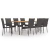 vidaXL Set Mobili da Pranzo Giardino 9 pz in Polyrattan Grigio