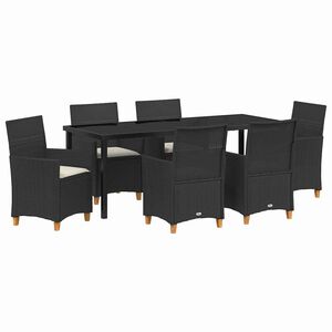 vidaXL Set da Pranzo per Giardino 7 pcs Nero polyrattan