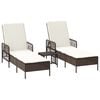 vidaXL Lettino prendisole con cuscino 2 pcs Marrone polyrattan
