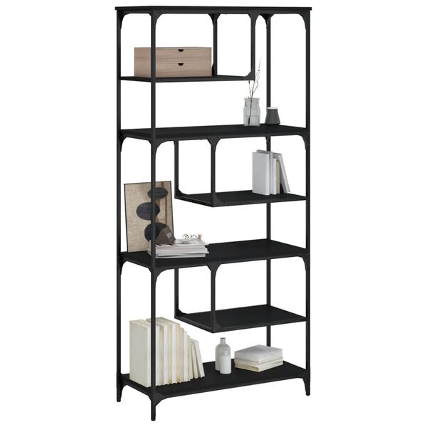 vidaXL Libreria Nera 81x36x176 cm in Legno Multistrato