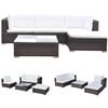 vidaXL Set Divani da Giardino 5 pz con Cuscini in Polyrattan Marrone
