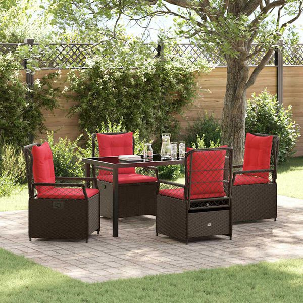 vidaXL Set da Pranzo per Giardino 5 pcs Marrone polyrattan
