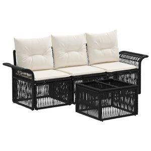 vidaXL Set Divano da Giardino 4 pz Nero polyrattan