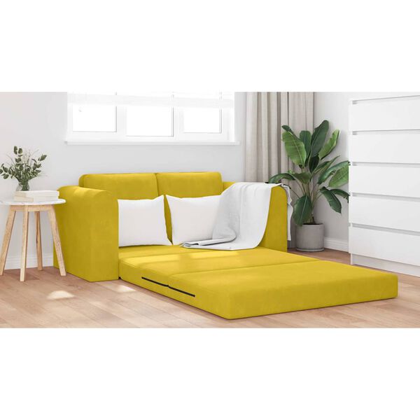 vidaXL Divano letto 60cm Giallo Velluto