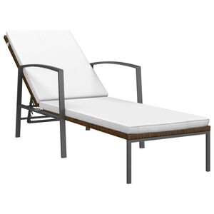 vidaXL Lettino Prendisole da Giardino con Cuscino Polyrattan Marrone