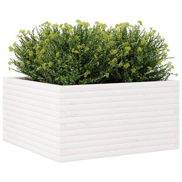 vidaXL Fioriera da Giardino Bianca 90x90x46 cm Legno Massello di Pino