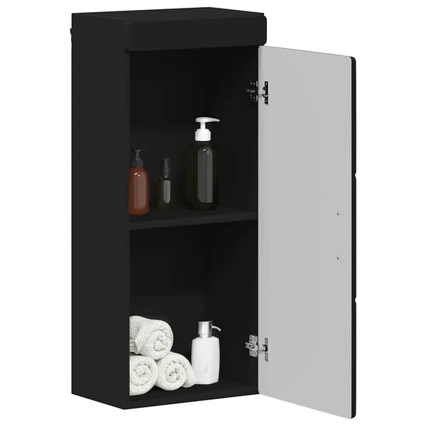 vidaXL Armadio da bagno a muro con porta TULUM Nero 37 x 24,5 x 86 cm