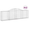 vidaXL Cesti Gabbioni ad Arco 12 pz 300x30x80/100 cm Ferro Zincato