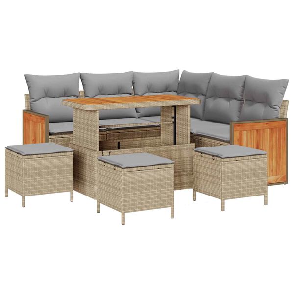 vidaXL Set Divano da Giardino 9 pcs Beige e Grigio Chiaro polyrattan