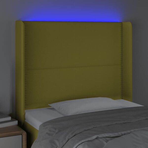 vidaXL Testiera a LED Verde 83x16x118/128 cm in Tessuto