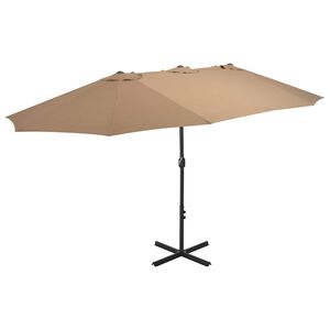 vidaXL Ombrellone da Esterni con Palo in Alluminio 460x270 cm Tortora