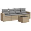 vidaXL Set Divano da Giardino 5 pz con Cuscini Beige in Polyrattan