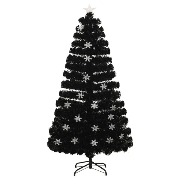vidaXL Albero Natale con Fiocchi di Neve a LED Nero 120cm Fibra Ottica