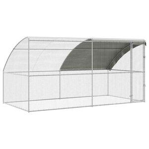vidaXL Gabbia per polli 2 pz Argento 400 x 200 x 200 cm Acciaio e PE
