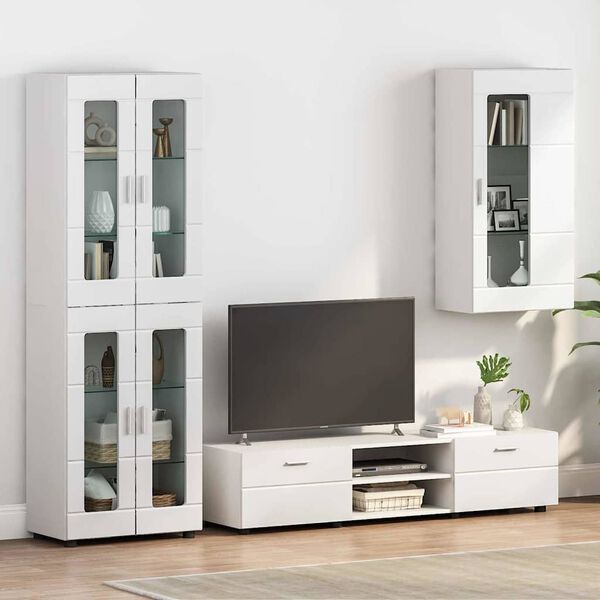 vidaXL Mobile a muro Bianco 55 x 29 x 100 cm Legno multistrato