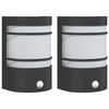 vidaXL Applique per Esterno con Sensore 2 pz Nere in Acciaio Inox