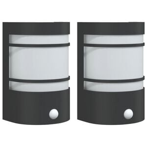 vidaXL Applique per Esterno con Sensore 2 pz Nere in Acciaio Inox