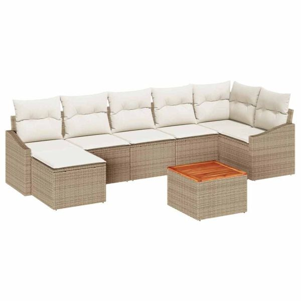 vidaXL Set Divano da Giardino con cuscino 8 pcs Beige polyrattan