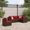 vidaXL Set Divani da Giardino 5 pz con Cuscini Marrone in Polyrattan