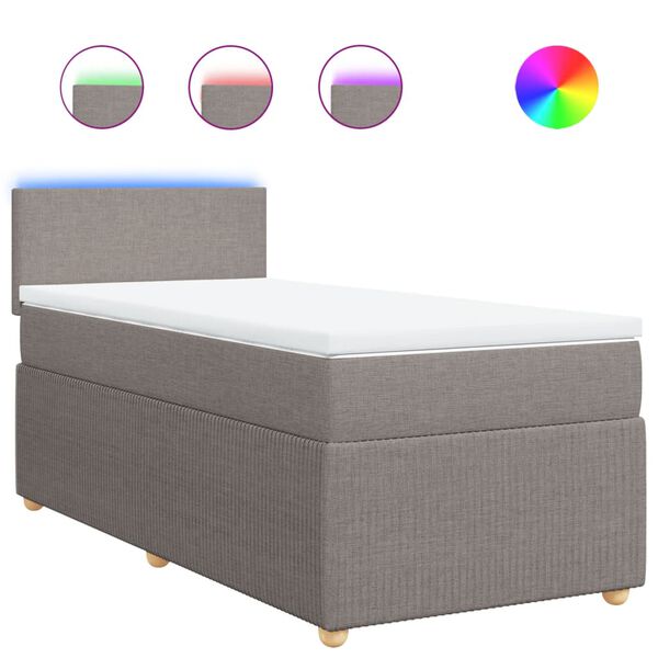 vidaXL Giroletto a Molle con Materasso Tortora 90x190 cm in Tessuto