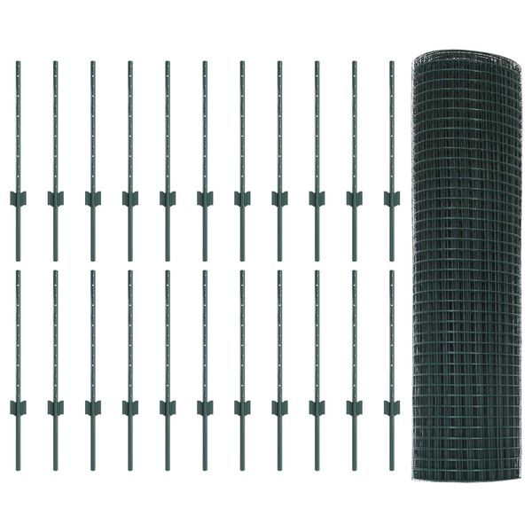 vidaXL Recinzione con Posto Verde 0,5 x 50 m Acciaio e PVC