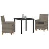 vidaXL Set da Pranzo per Giardino 3 pcs Grigio polyrattan
