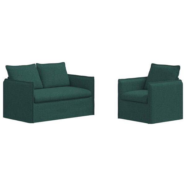 vidaXL Divano 2 pcs Verde Scuro