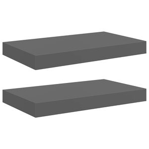 vidaXL Scaffali a Parete 2 pz Grigio Lucido 40x23,5x3,8 cm in MDF