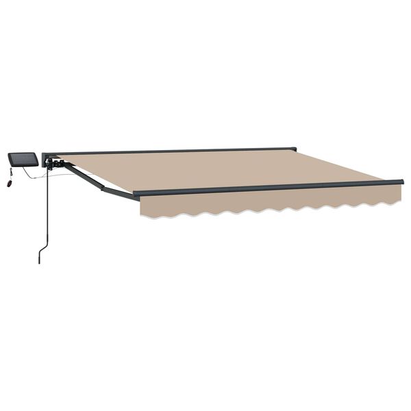 vidaXL Cornice per Tenda Manuale con LED Beige 3,5 x 2,5 m