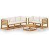 vidaXL Set Divani da Giardino 6 pz con Cuscini Crema Massello Acacia