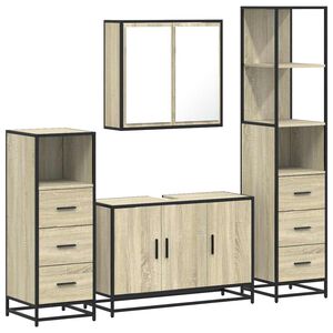vidaXL Set Mobili da Bagno 4 pz Rovere Sonoma in Legno Multistrato