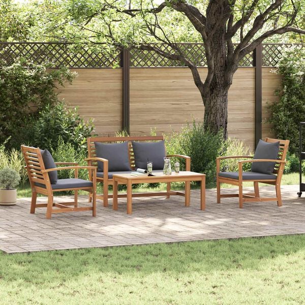 vidaXL Set Divano da Giardino 4 pcs Naturale Legno di teak solido