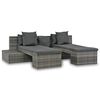 vidaXL Set Divani da Giardino 4 pz con Cuscini in Polyrattan Grigio