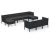 vidaXL Set Divani da Giardino 10 pz con Cuscini in Polyrattan Nero