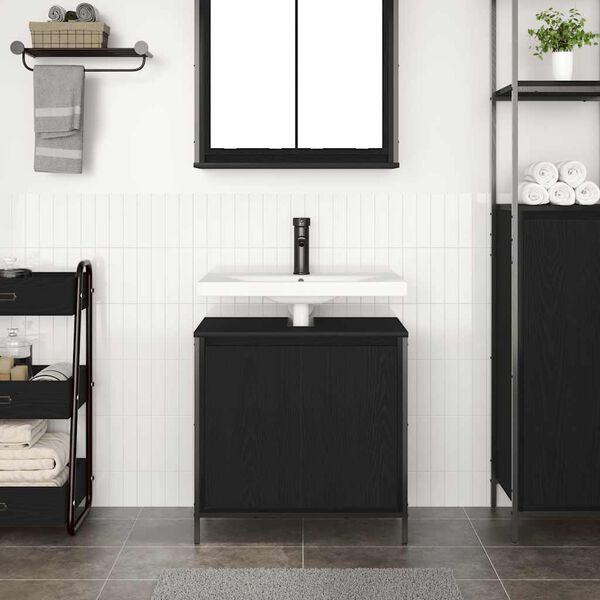 vidaXL Mobile Lavabo da Bagno Nero 60x34,5x60 cm