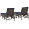 vidaXL Lettino da sole con cuscino 3 pcs Grigio e Blu Navy polyrattan