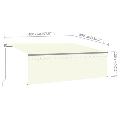 vidaXL Tenda da Sole Retrattile Manuale con Parasole 4x3 m Crema