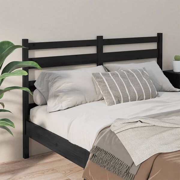 vidaXL Testiera per Letto Nera 156x4x100 cm in Legno Massello di Pino