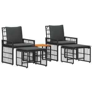 vidaXL Set di Mobili da Esterno 5 pz Nero e Grigio scuro