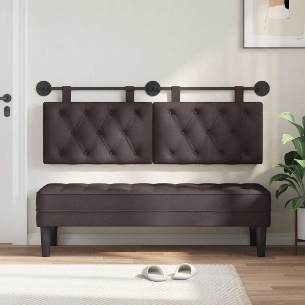 vidaXL Testata appesa Marrone Scuro 150 x 55 x 7 cm Tessuto