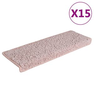 vidaXL Tappetini per scale 15 pz 65x21x4 cm Rosa chiaro con bordo rettangolare