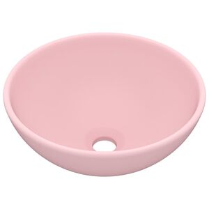 vidaXL Lavandino Lusso Rotondo Rosa Opaco 32,5x14 cm in Ceramica