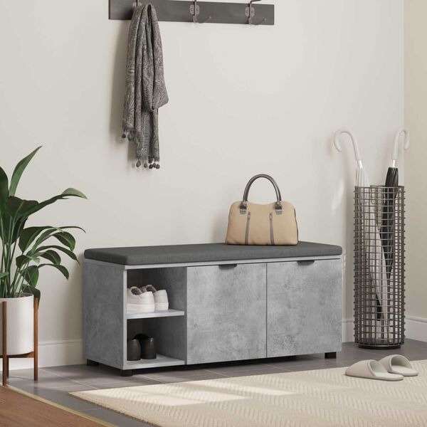 vidaXL Panca per ingresso con cuscino Grigio cemento 100 x 38 x 46 cm